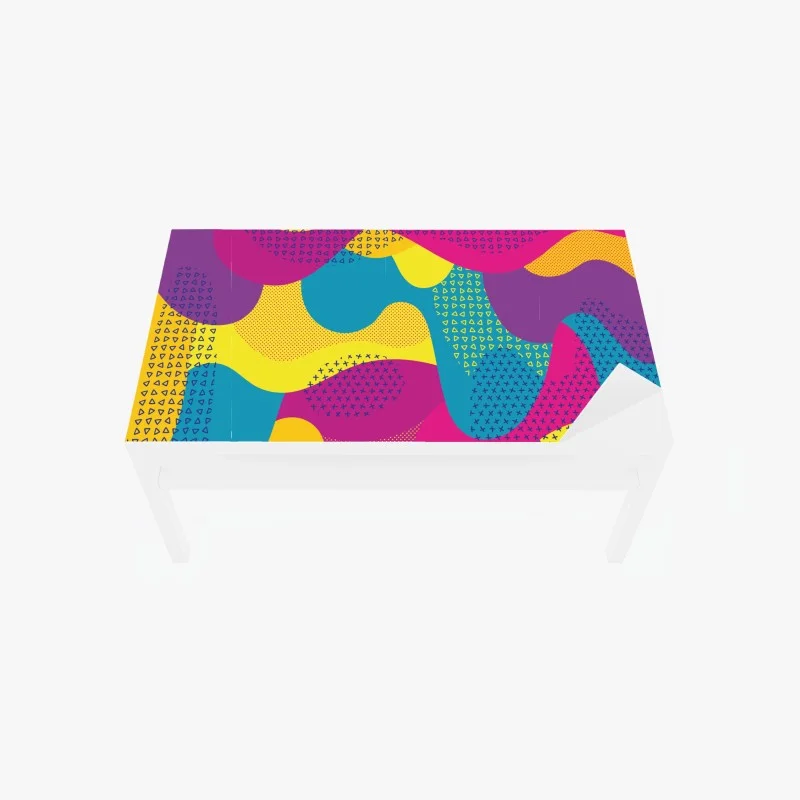 Adesivo per tavolo e scrivania motivo astratto pop di forme fluide