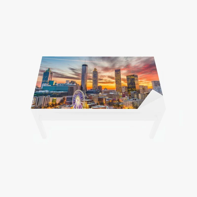 Adesivo per tavolo e scrivania tramonto su Atlanta, skyline metropolitano