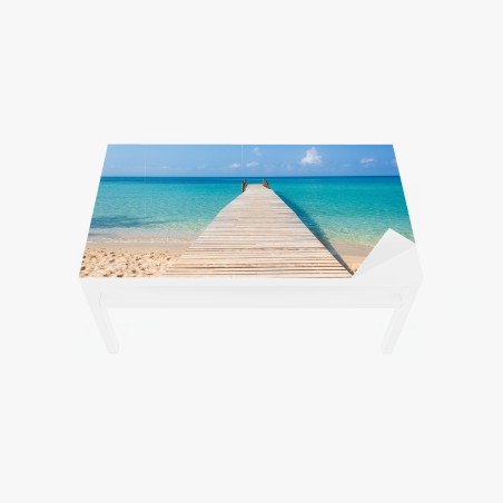 Adesivo per tavolo e scrivania pontile verso il mare turchese • Wallissimo®