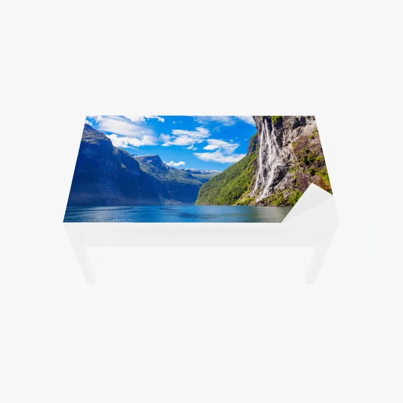 Adesivo per tavolo e scrivania cascate Sette Sorelle a Geiranger