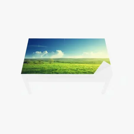 Adesivo per tavolo e scrivania paesaggio primaverile al tramonto • Wallissimo®