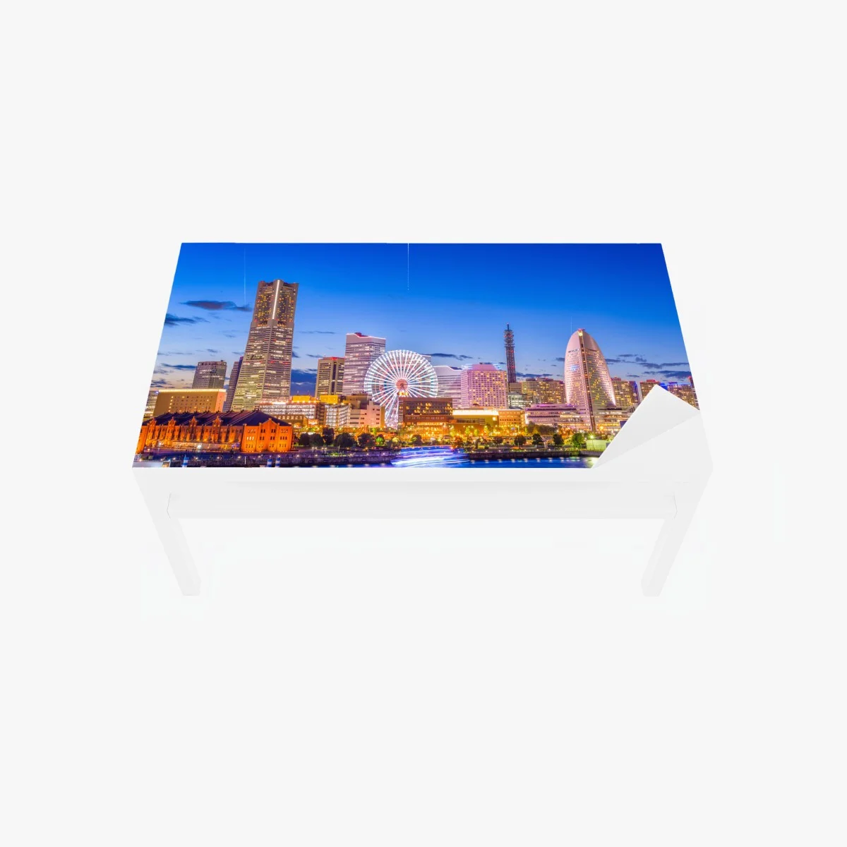 Adesivo per tavolo e scrivania panorama notturno di Yokohama al crepuscolo • Wallissimo® Adesivo per tavolo e scrivania panorama notturno di Yokohama al crepuscolo • Wallissimo®