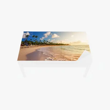 Adesivo per tavolo e scrivania tramonto tropicale sulla spiaggia • Wallissimo®