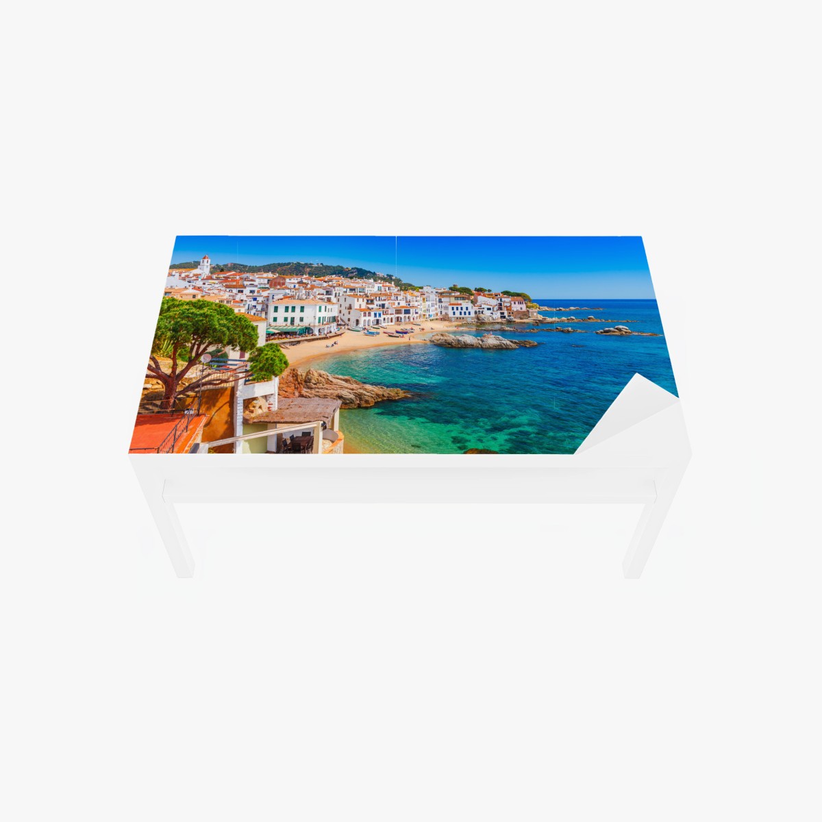 Adesivo per tavolo e scrivania panorama costiero della Costa Brava • Wallissimo®
