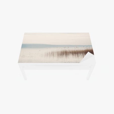 Adesivo per tavolo e scrivania orizzonte di canneto e riflessi • Wallissimo®