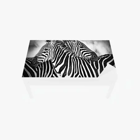 Adesivo per tavolo e scrivania intreccio di righe: zebre in bianco e nero • Wallissimo®