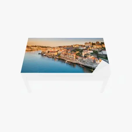 Adesivo per tavolo e scrivania panorama di Porto al tramonto • Wallissimo®