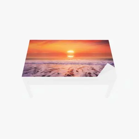 Adesivo per tavolo e scrivania tramonto dorato sulla spiaggia • Wallissimo®