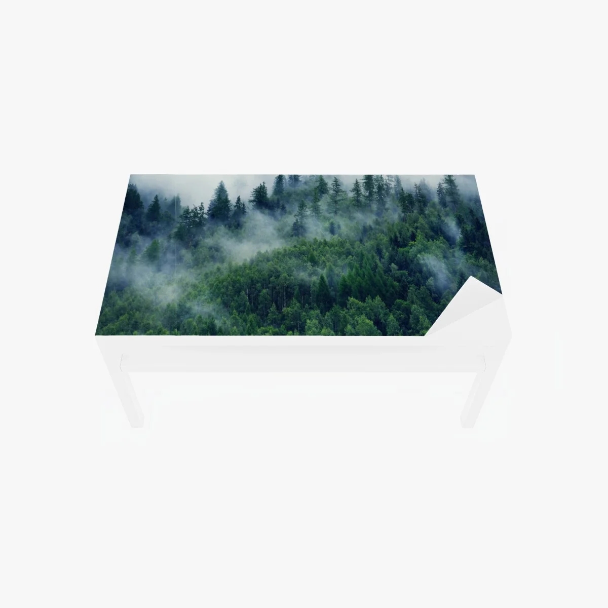 Adesivo per tavolo e scrivania foresta avvolta dalla nebbia • Wallissimo® Adesivo per tavolo e scrivania foresta avvolta dalla nebbia • Wallissimo®