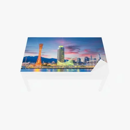 Adesivo per tavolo e scrivania tramonto sul porto di Kobe • Wallissimo®