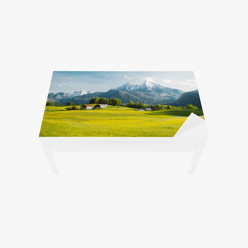 Adesivo per tavolo e scrivania panorama alpino primaverile
