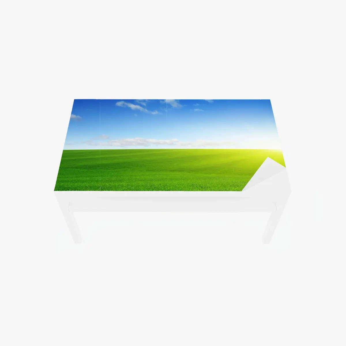 Adesivo per tavolo e scrivania prato verde all'orizzonte con cielo azzurro • Wallissimo®