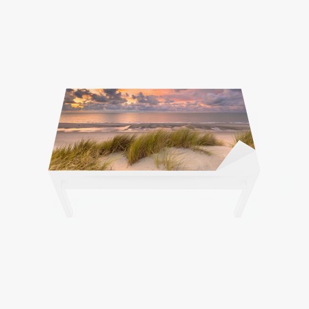 Adesivo per tavolo e scrivania tramonto sulle dune al mare • Wallissimo®