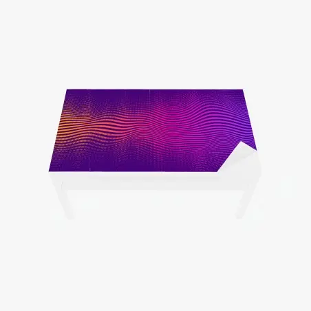 Adesivo per tavolo e scrivania onda cromatica astratta su sfondo viola • Wallissimo®