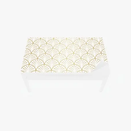 Adesivo per tavolo e scrivania motivo art déco dorato su sfondo bianco • Wallissimo®