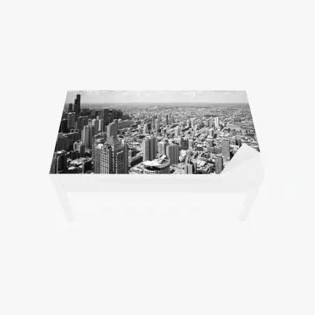 Adesivo per tavolo e scrivania orizzonte urbano di Chicago in bianco e nero • Wallissimo®