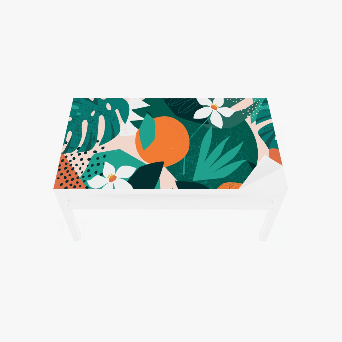 Adesivo per tavolo e scrivania gioia tropicale con foglie e agrumi • Wallissimo®