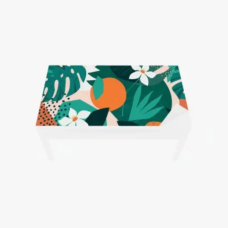 Adesivo per tavolo e scrivania gioia tropicale con foglie e agrumi • Wallissimo®