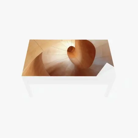 Adesivo per tavolo e scrivania spirale in legno astratta • Wallissimo®