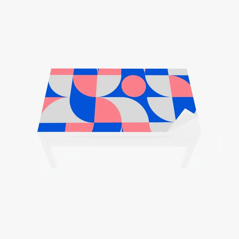 Adesivo per tavolo e scrivania motivo geometrico minimalista in rosa e blu