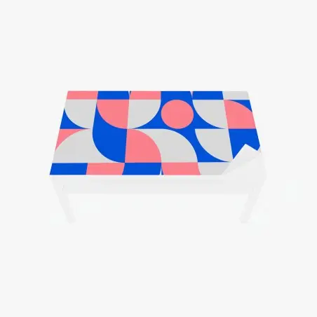 Adesivo per tavolo e scrivania motivo geometrico minimalista in rosa e blu • Wallissimo®