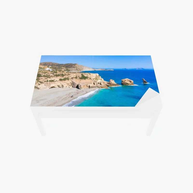 Adesivo per tavolo e scrivania scogliere dorate e mare turchese