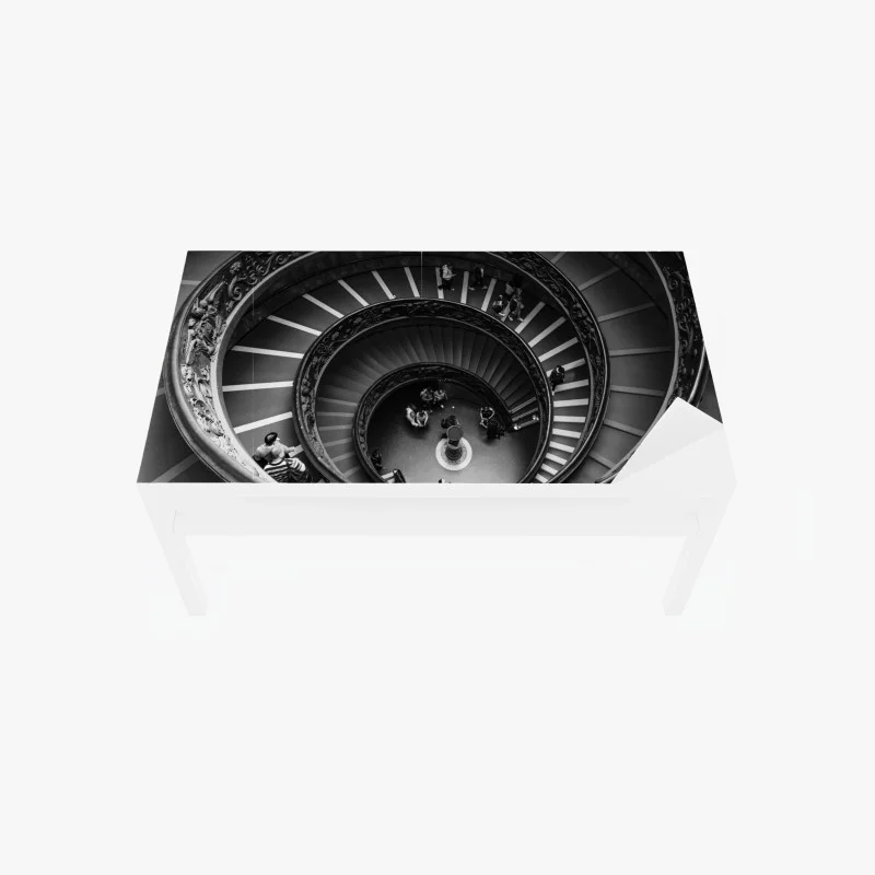 Adesivo per tavolo e scrivania spirale architettonica in bianco e nero