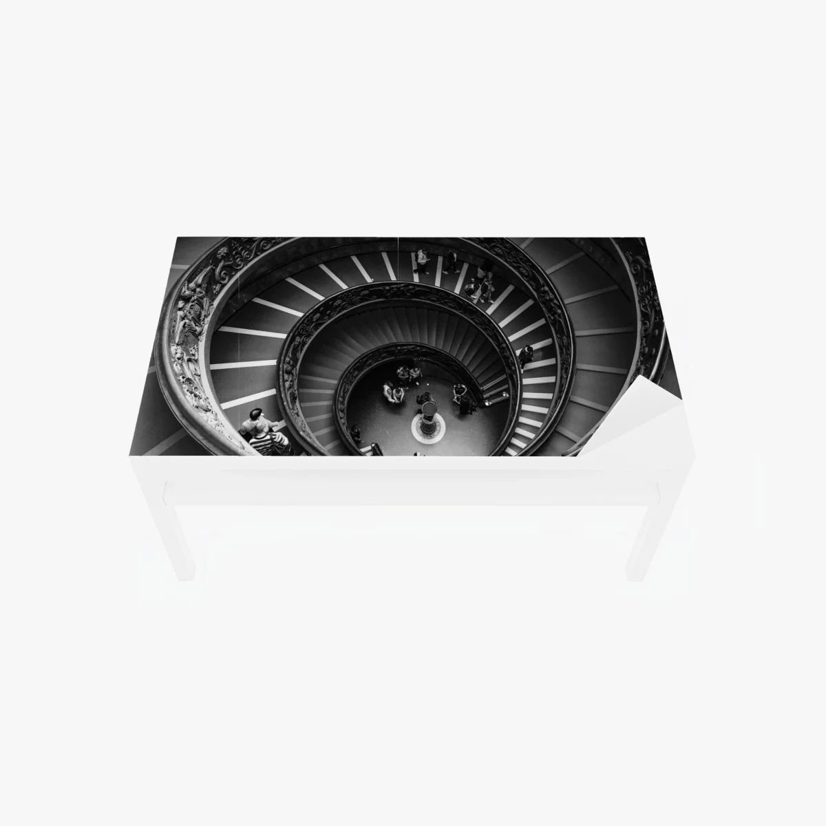 Adesivo per tavolo e scrivania spirale architettonica in bianco e nero • Wallissimo® Adesivo per tavolo e scrivania spirale architettonica in bianco e nero • Wallissimo®