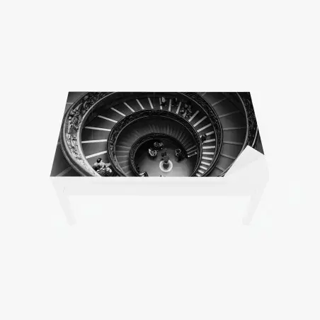 Adesivo per tavolo e scrivania spirale architettonica in bianco e nero • Wallissimo®