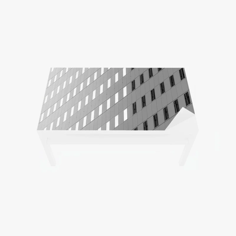 Adesivo per tavolo e scrivania geometria urbana: facciata in bianco e nero