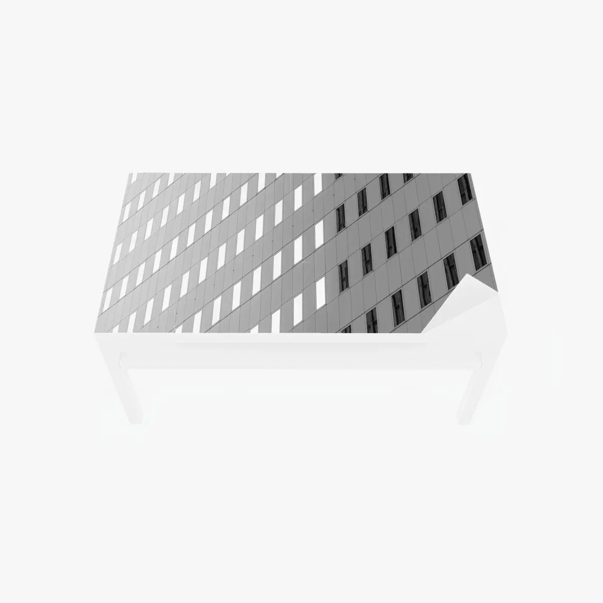 Adesivo per tavolo e scrivania geometria urbana: facciata in bianco e nero • Wallissimo®