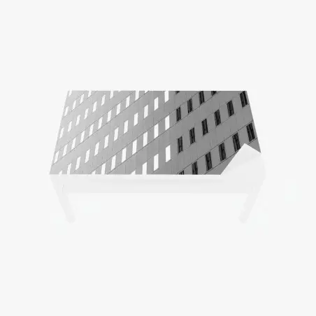Adesivo per tavolo e scrivania geometria urbana: facciata in bianco e nero • Wallissimo®