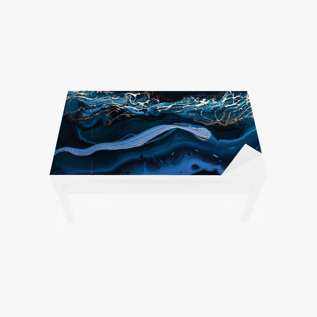 Adesivo per tavolo e scrivania onde astratte in blu e oro • Wallissimo® Adesivo per tavolo e scrivania onde astratte in blu e oro • Wallissimo®