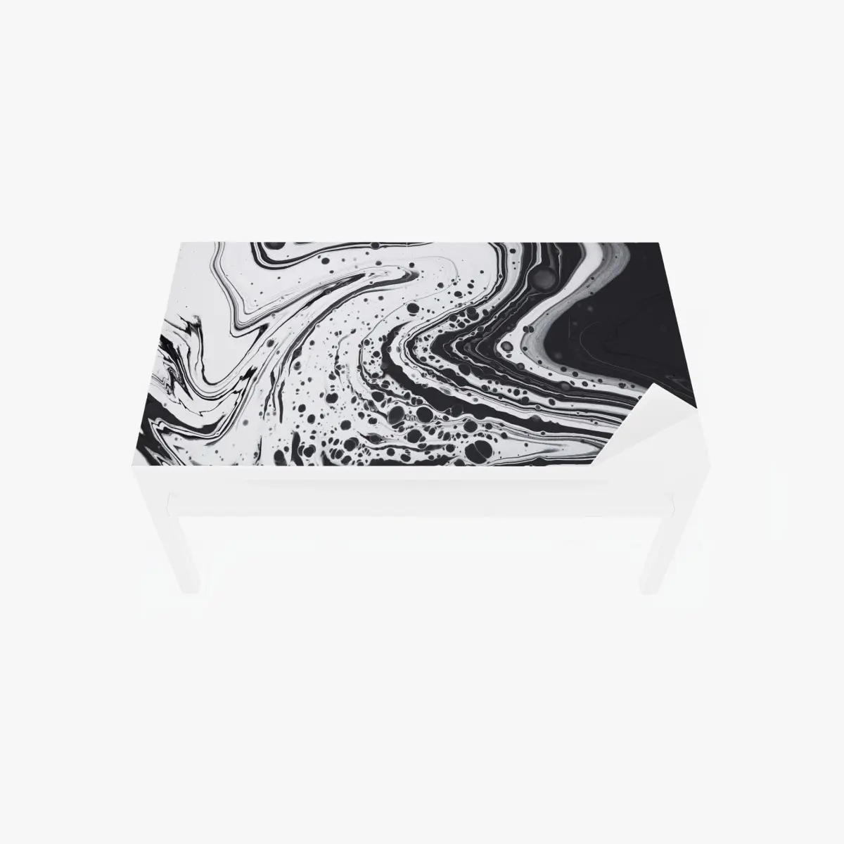 Adesivo per tavolo e scrivania arte astratta marmorizzata in bianco e nero • Wallissimo®