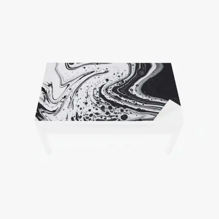 Adesivo per tavolo e scrivania arte astratta marmorizzata in bianco e nero • Wallissimo®
