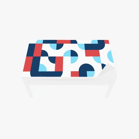Adesivo per tavolo e scrivania motivo geometrico moderno blu e corallo • Wallissimo®