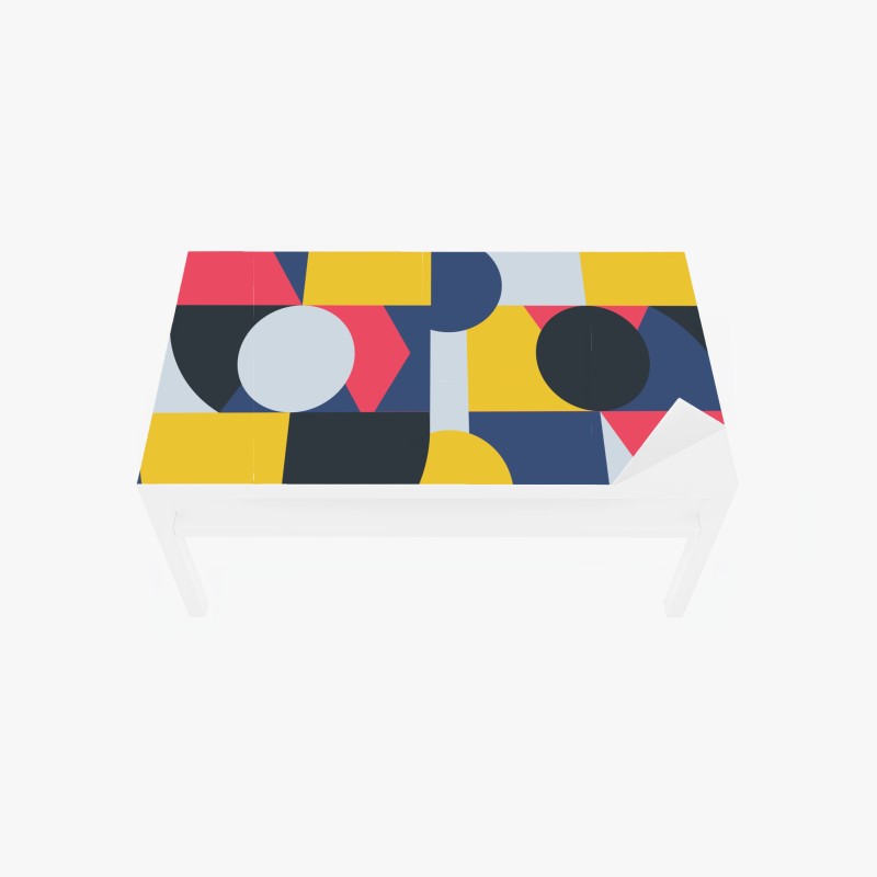 Adesivo per tavolo e scrivania composizione geometrica dai colori vivaci