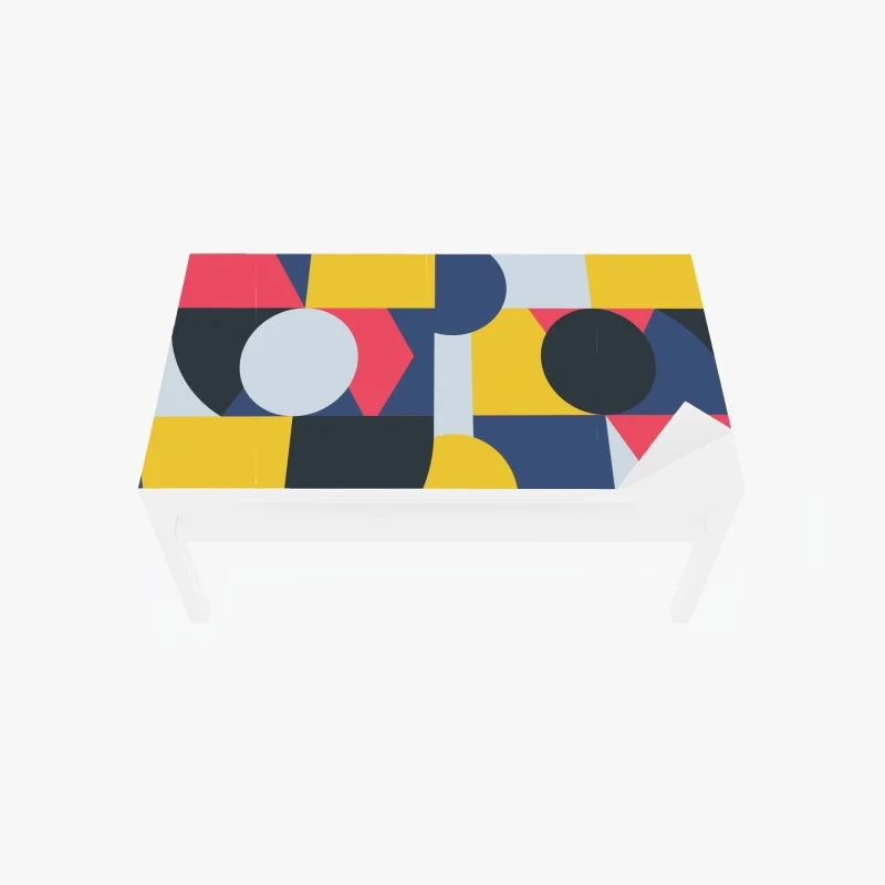 Adesivo per tavolo e scrivania composizione geometrica dai colori vivaci