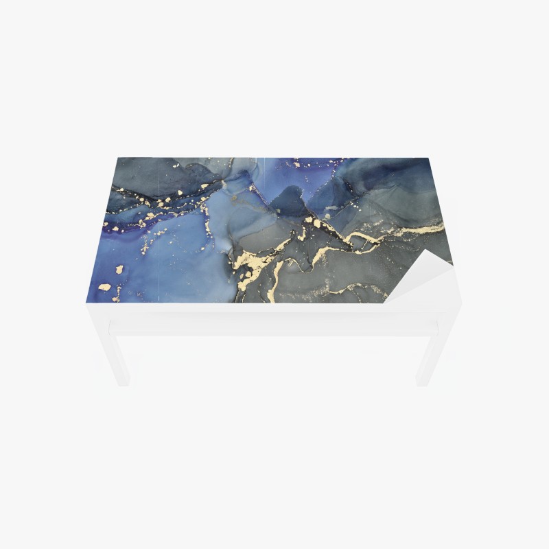 Adesivo per tavolo e scrivania paesaggio liquido blu e oro