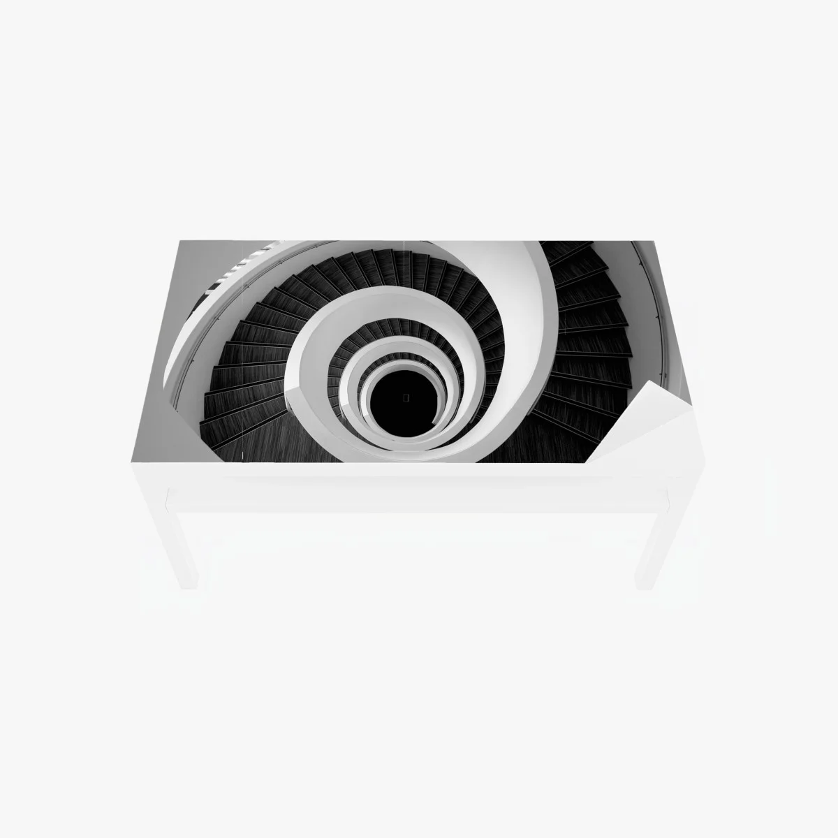 Adesivo per tavolo e scrivania spirale architettonica in bianco e nero • Wallissimo® Adesivo per tavolo e scrivania spirale architettonica in bianco e nero • Wallissimo®
