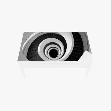 Adesivo per tavolo e scrivania spirale architettonica in bianco e nero • Wallissimo®