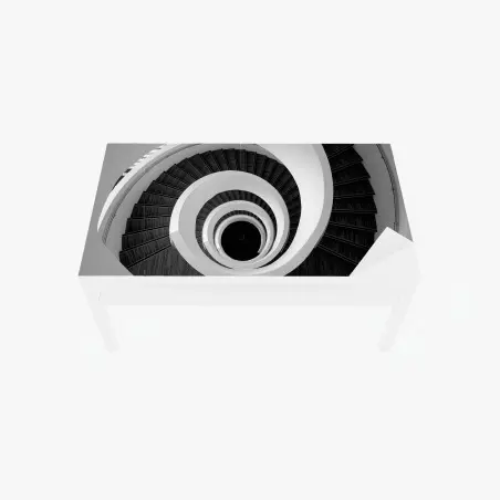 Adesivo per tavolo e scrivania spirale architettonica in bianco e nero • Wallissimo®