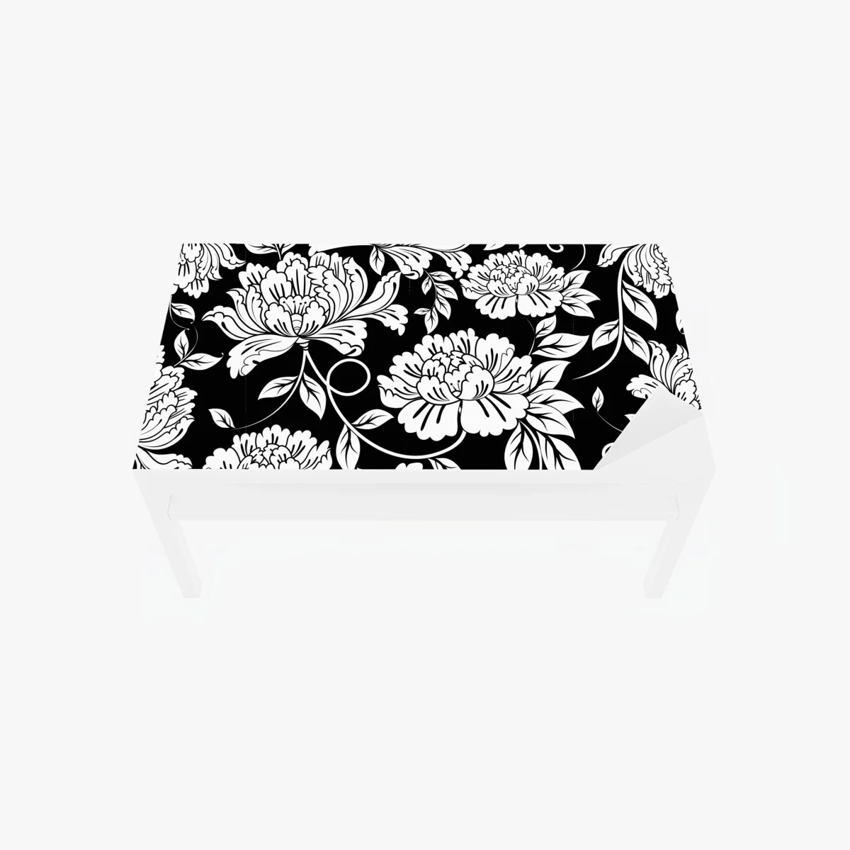 Adesivo per tavolo e scrivania motivo floreale ornamentale in bianco e nero • Wallissimo® Adesivo per tavolo e scrivania motivo floreale ornamentale in bianco e nero • Wallissimo®