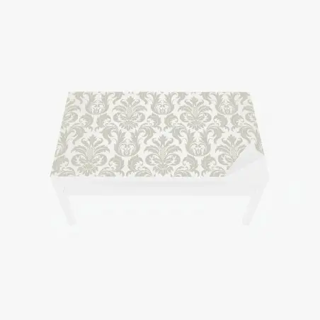 Adesivo per tavolo e scrivania elegante motivo damascato beige e crema • Wallissimo®