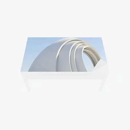 Adesivo per tavolo e scrivania arco moderno minimalista su sfondo azzurro • Wallissimo®