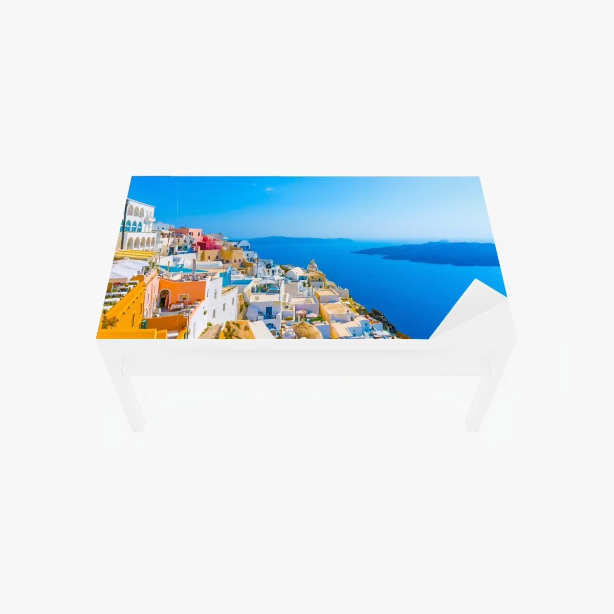 Adesivo per tavolo e scrivania vista panoramica di Santorini sul mare • Wallissimo® Adesivo per tavolo e scrivania vista panoramica di Santorini sul mare • Wallissimo®