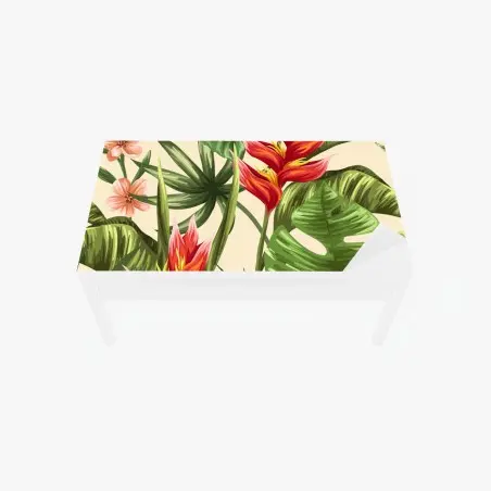 Adesivo per tavolo e scrivania motivo tropicale fiorito • Wallissimo®