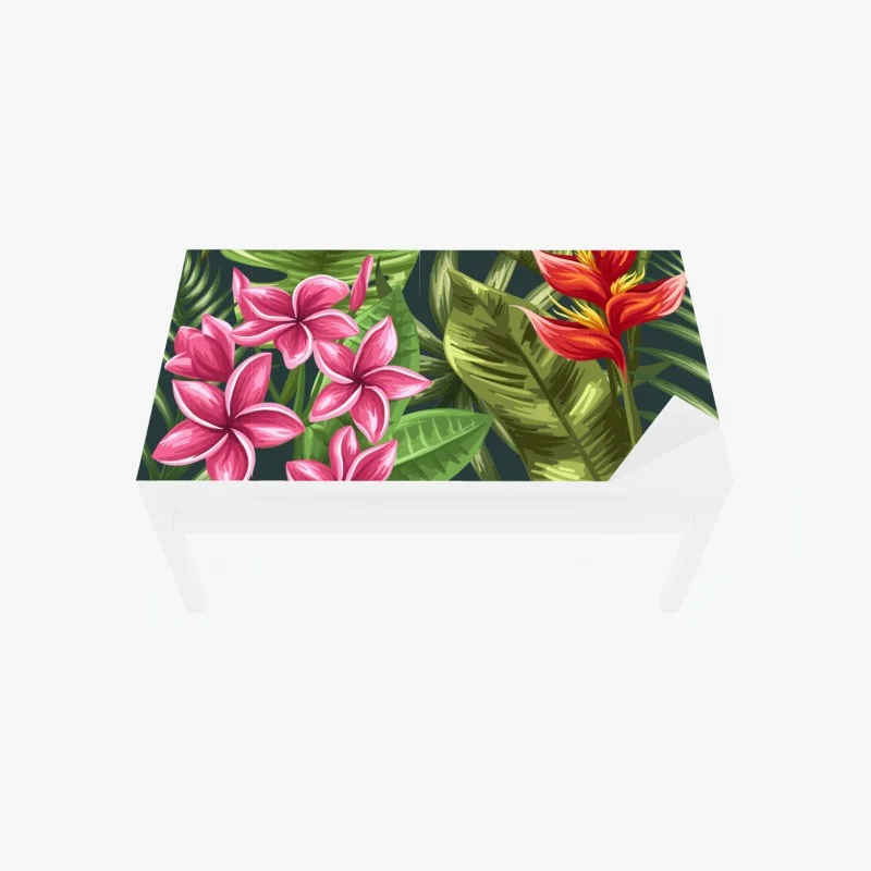 Adesivo per tavolo e scrivania motivo tropicale floreale acquerellato