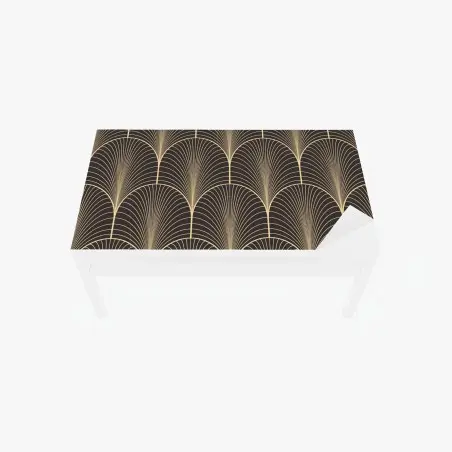 Adesivo per tavolo e scrivania motivo art déco dorato su sfondo nero • Wallissimo®