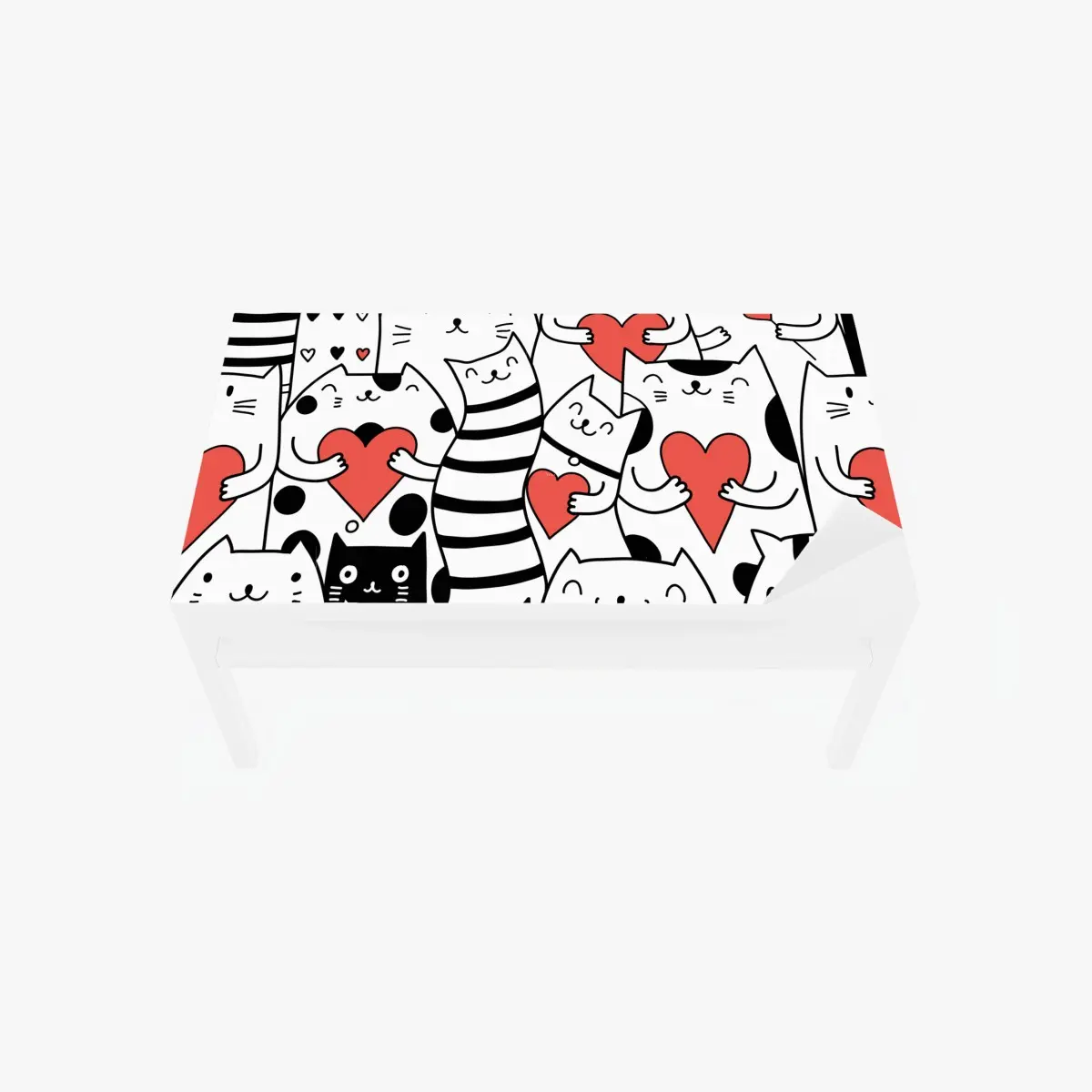 Adesivo per tavolo e scrivania motivo di gatti con cuori adorabile • Wallissimo®